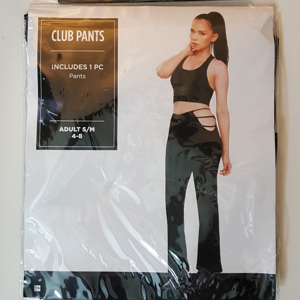 Black Strappy Cutout Pants for Adults - Iridescent Glam